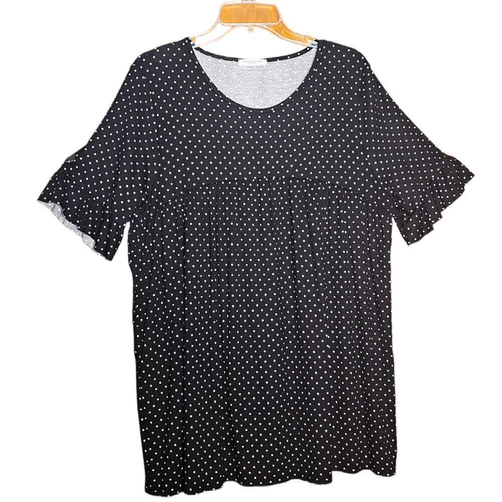 Chicosoul.com Women's Blouse Black With White Polka Dots